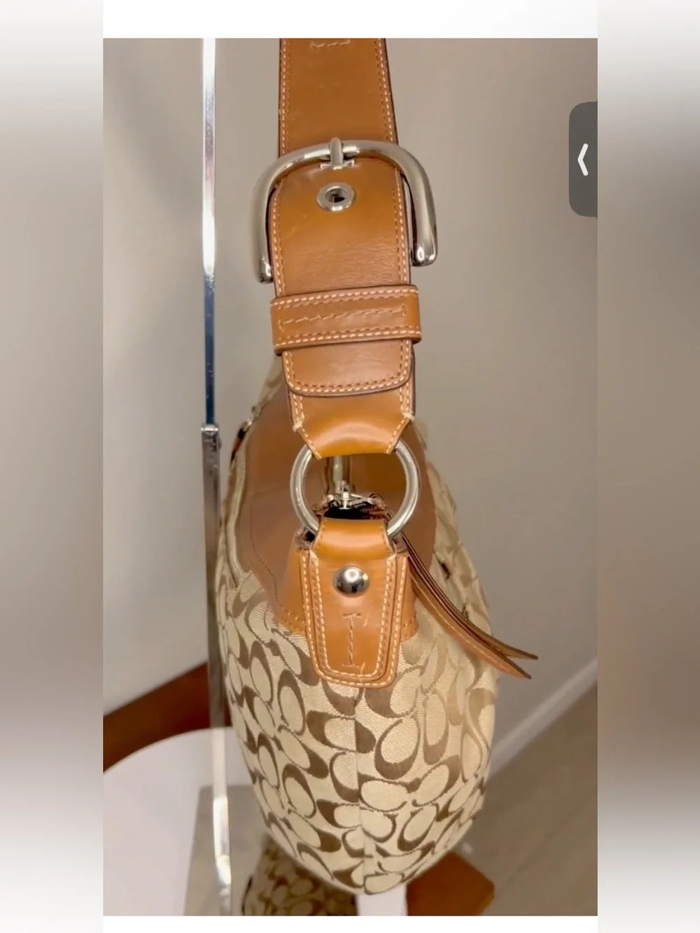 Coach SoHo Brown Leather and Signature Jacquard Shoulder Bag - Picture 13 of 14